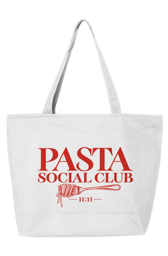 Pasta social club white 25L Zippered Tote